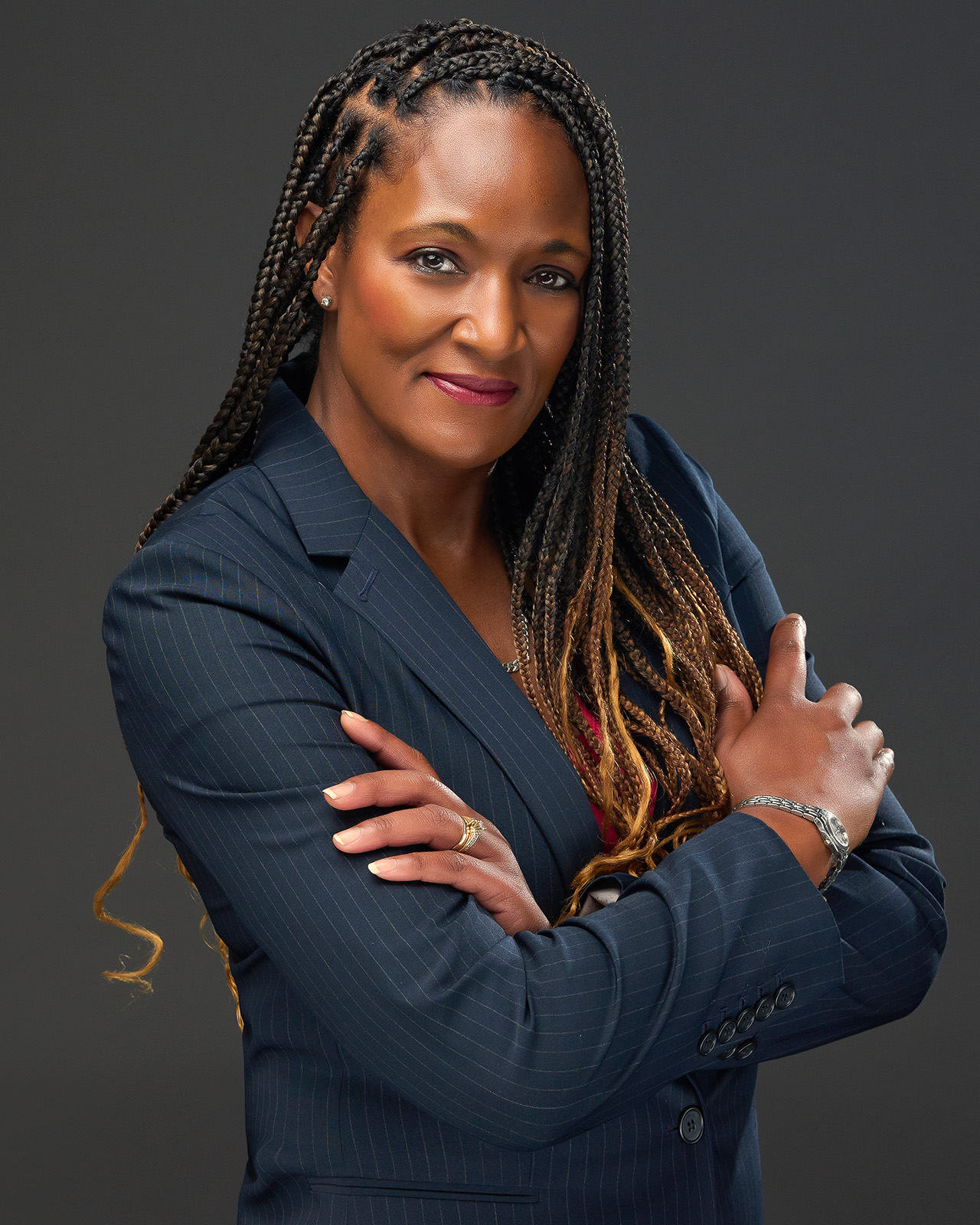 Lisa Godley wearing a navy suit